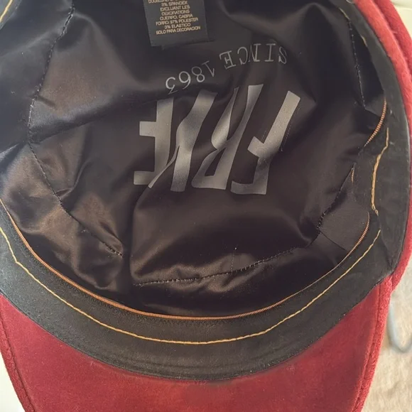 Frye Red Leather Newsboy Cap Size S/M - Picture 8 of 8